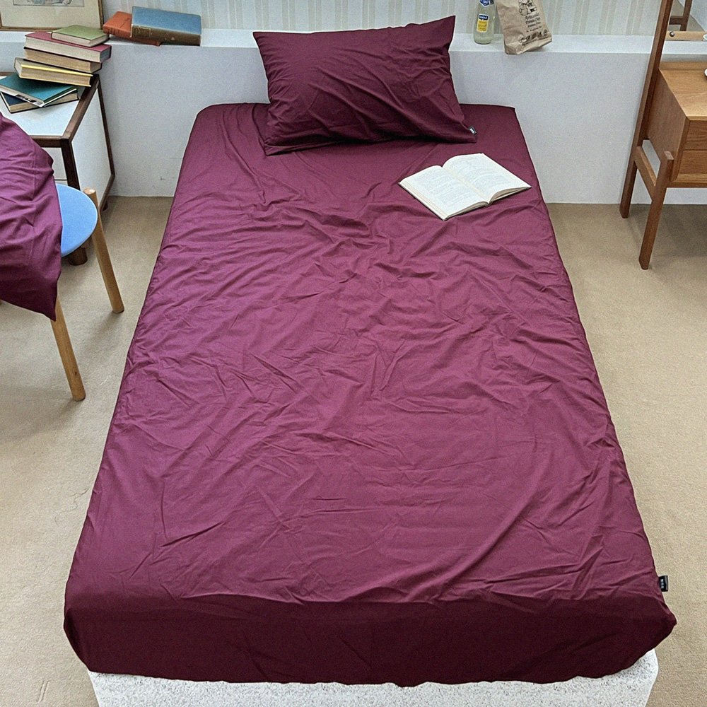 알프 60수 순면 바이오워싱 와인색 매트리스커버 