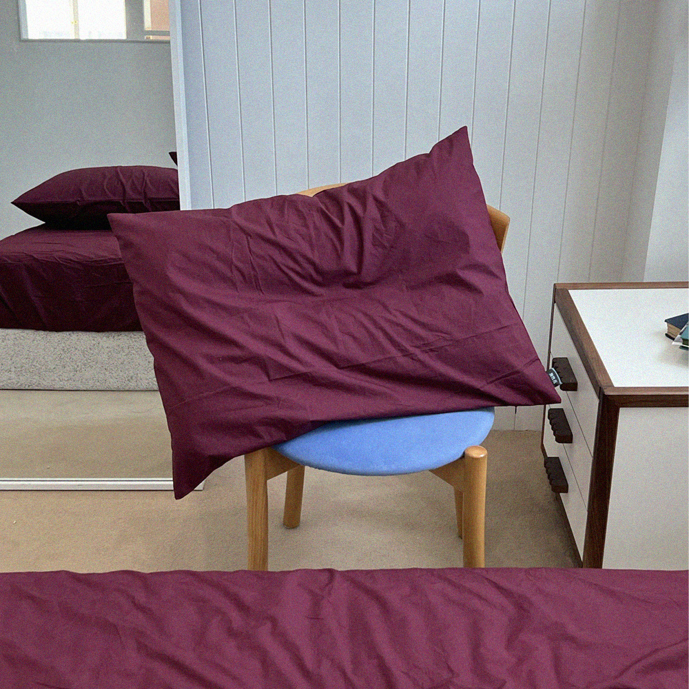 알프 60수 순면 바이오워싱 와인색 베개커버 