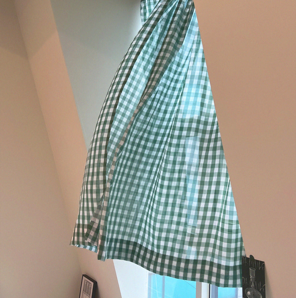 앤디 그린 체크 쉬폰 커튼