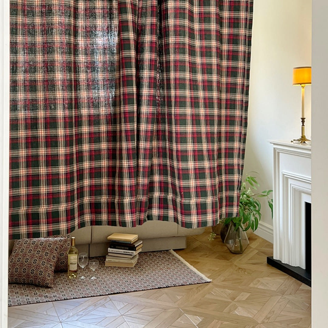 크리스마스 빈티지 체크 커튼