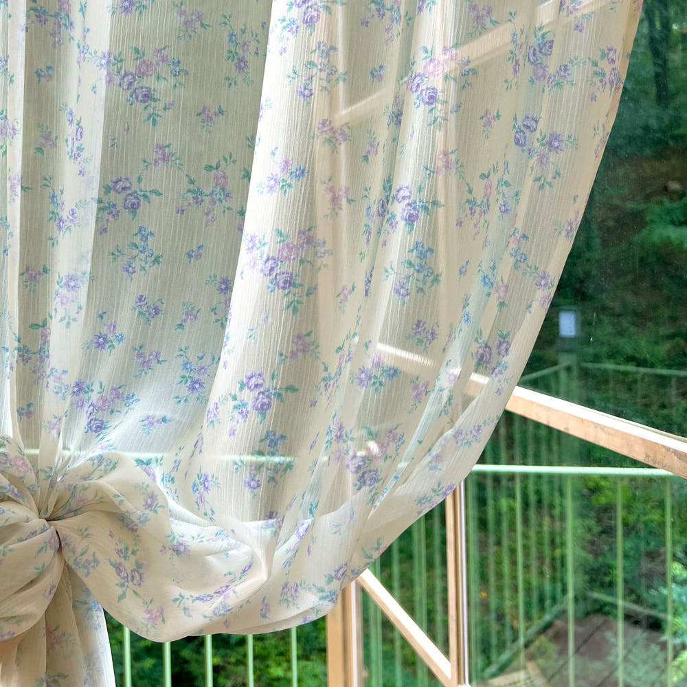 넬 빈티지 꽃무늬 쉬폰 커튼