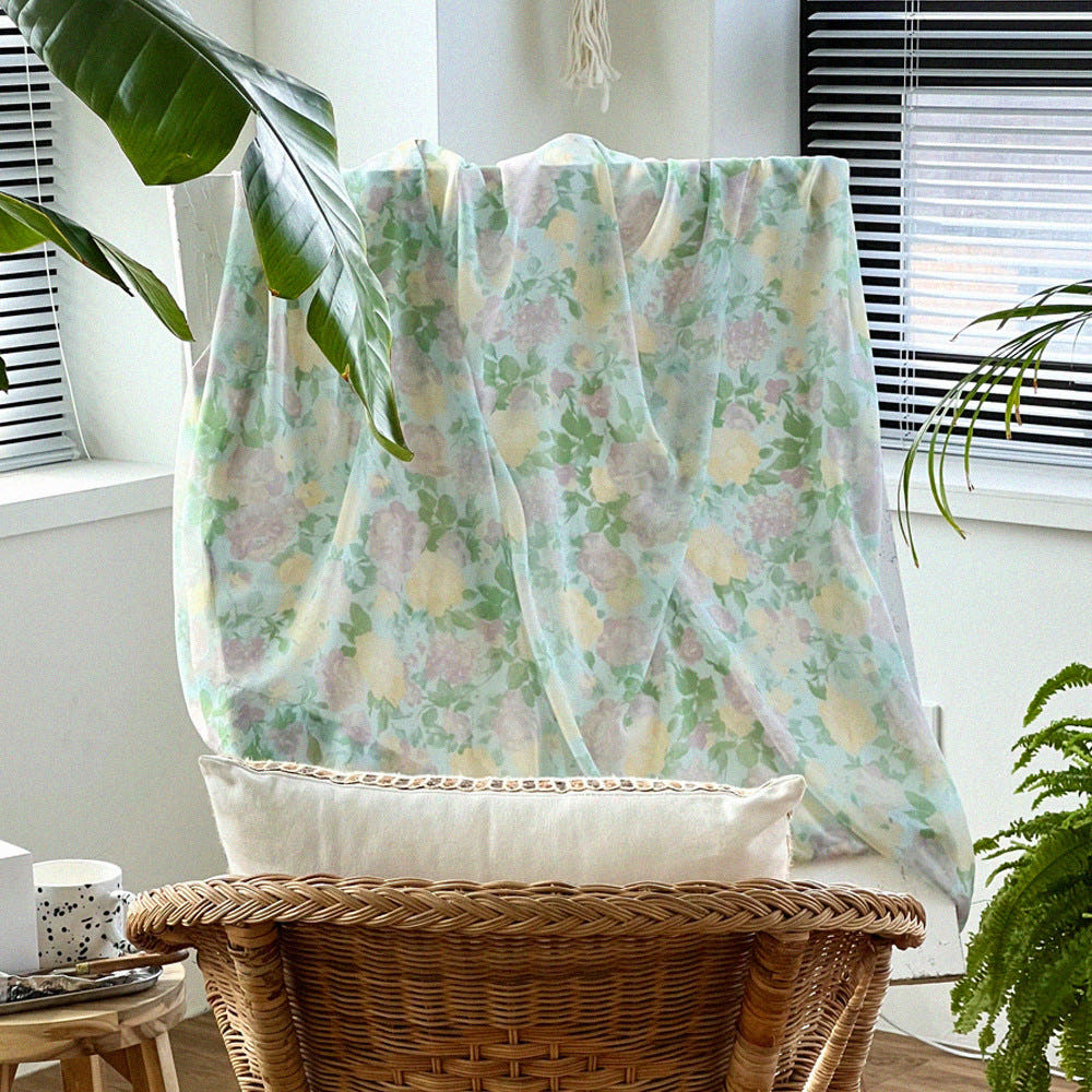 뮬 빈티지 꽃무늬 쉬폰 커튼 