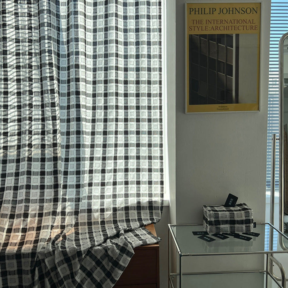 beggar 미드센츄리 모던 체크 커튼