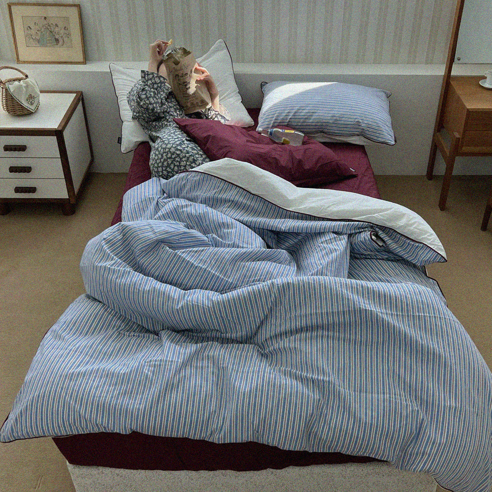 메르헨 스트라이프 60수 바이오워싱 순면 이불커버