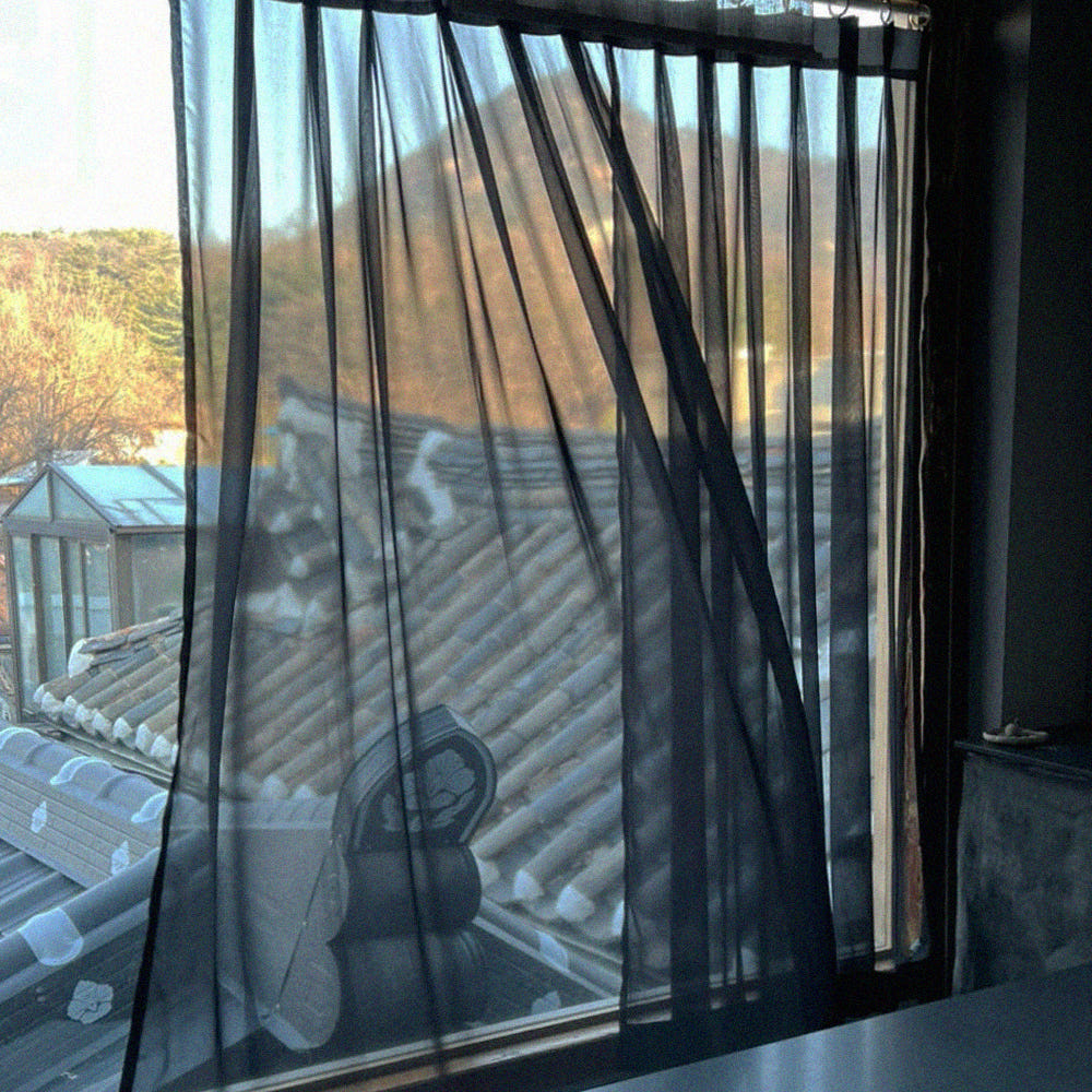 블랙 무지 쉬폰 차르르 커튼